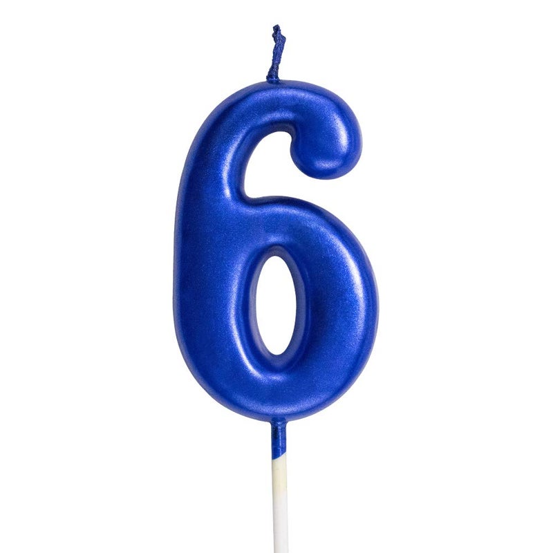 XNOVA Blue Birthday Candles 6 Candle 6th Six Years Cake Bady Roman Numberal Cool Number Candle No 60 61 62 63 64 65 66 67 68 69 - Image 1